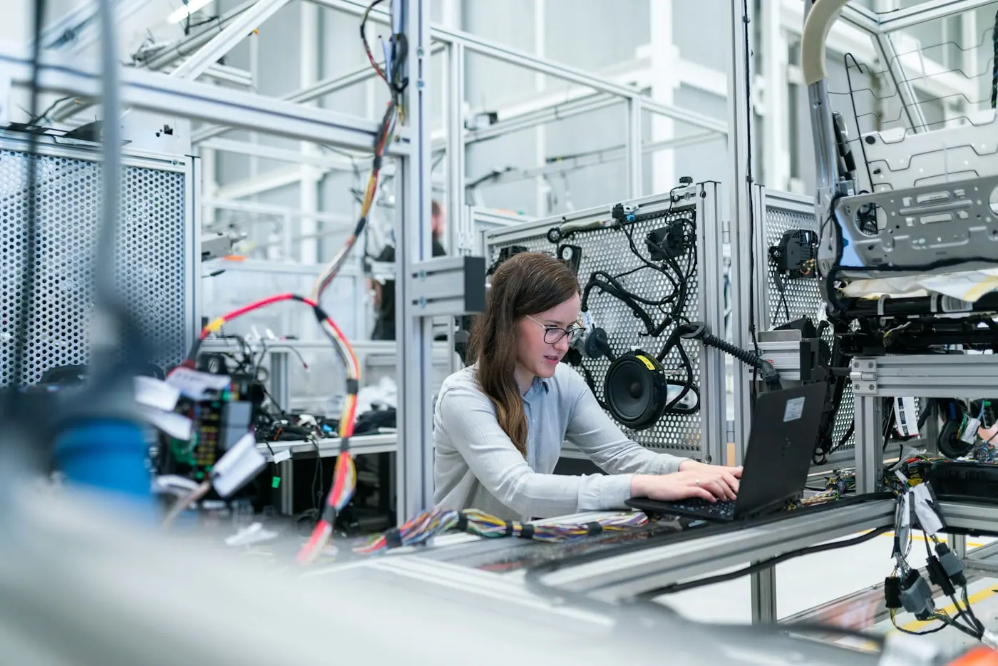 A developer building an AI application at a workstation